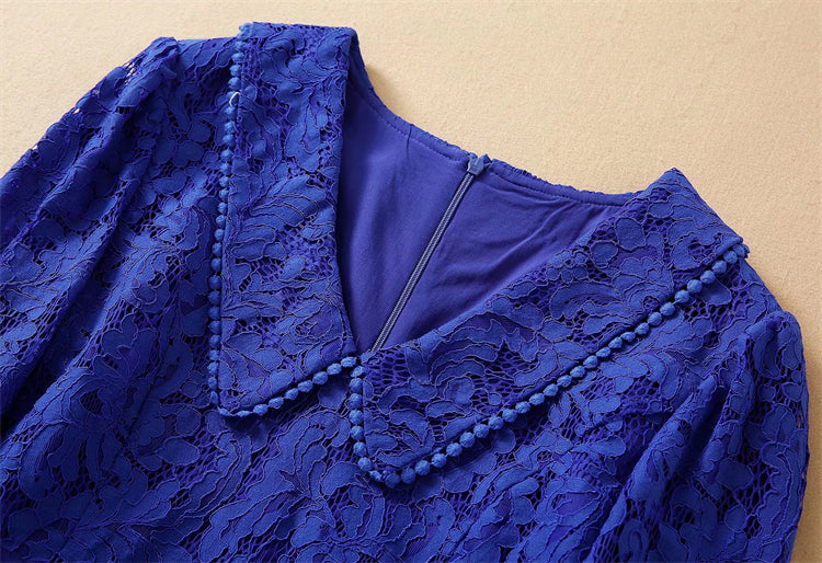 Kate Middleton Royal Blue Lace Peplum Pencil Dress V Neck Dress The Royal Tour