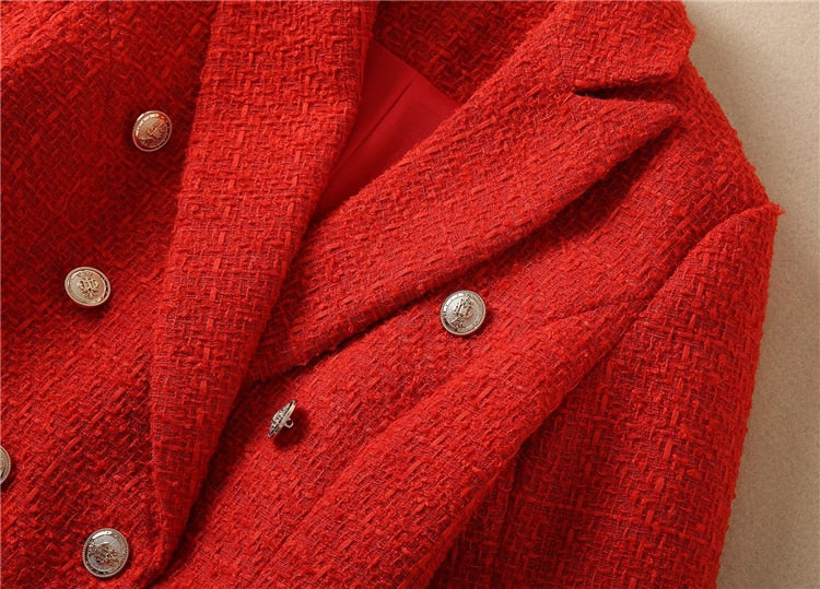 Kate Middleton Red Military Gold Button Tweed Blazer Jacket