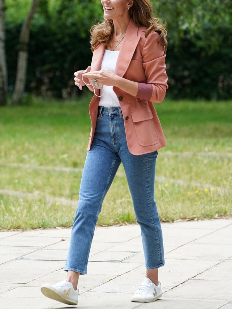 Kate Middleton Coral Cargo Jacket Peach Casual Blazer