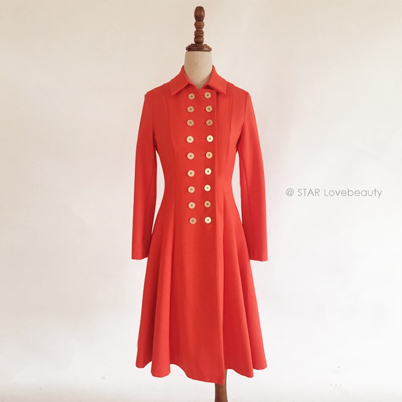 Kate Middleton Military Red Coat Long Gold Button Midi Coat