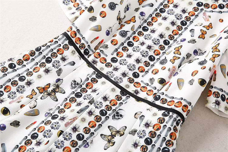Kate Middleton Jewel Print White Summer Fit Flare Dress