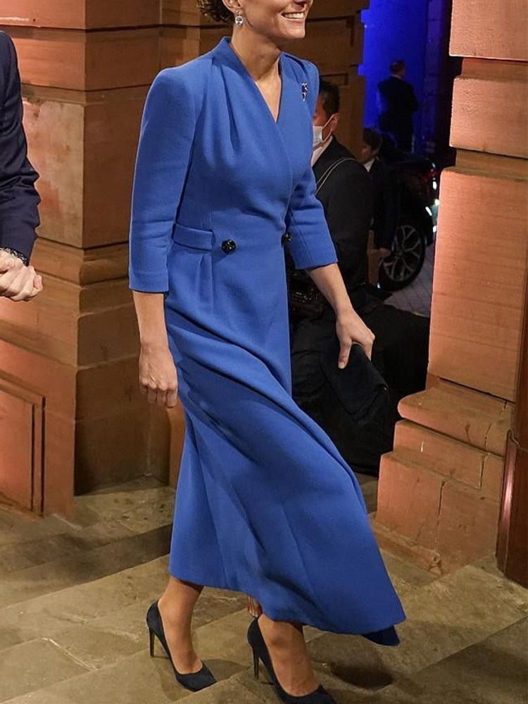 Kate Middleton Royal Blue Midi Coat Dress