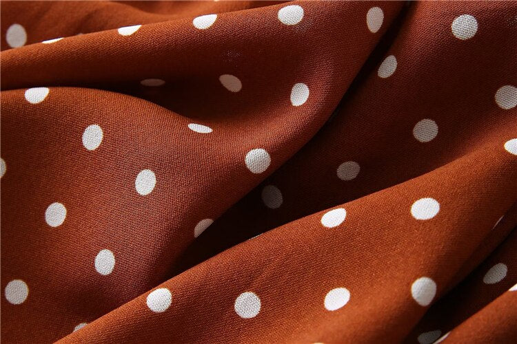 Kate Middleton Brown Polka Dot Shirt Midi Dress