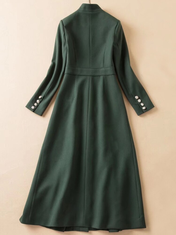 Kate Middleton Forest Green Military Style Midi Trench Coat Dress