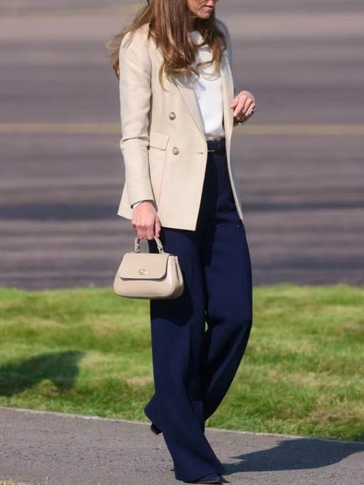 Kate Middleton Stone Beige Double Breasted Blazer Jacket