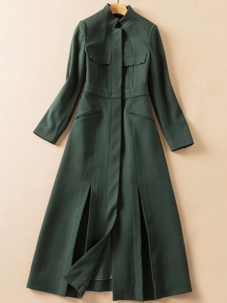 Kate Middleton Forest Green Military Style Midi Trench Coat Dress