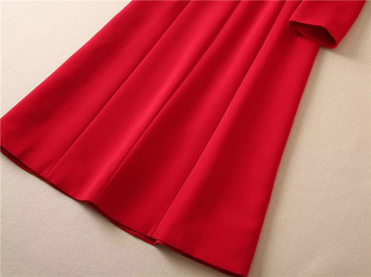Kate Middleton Red Bow Neck Midi Long Red Coat Dress