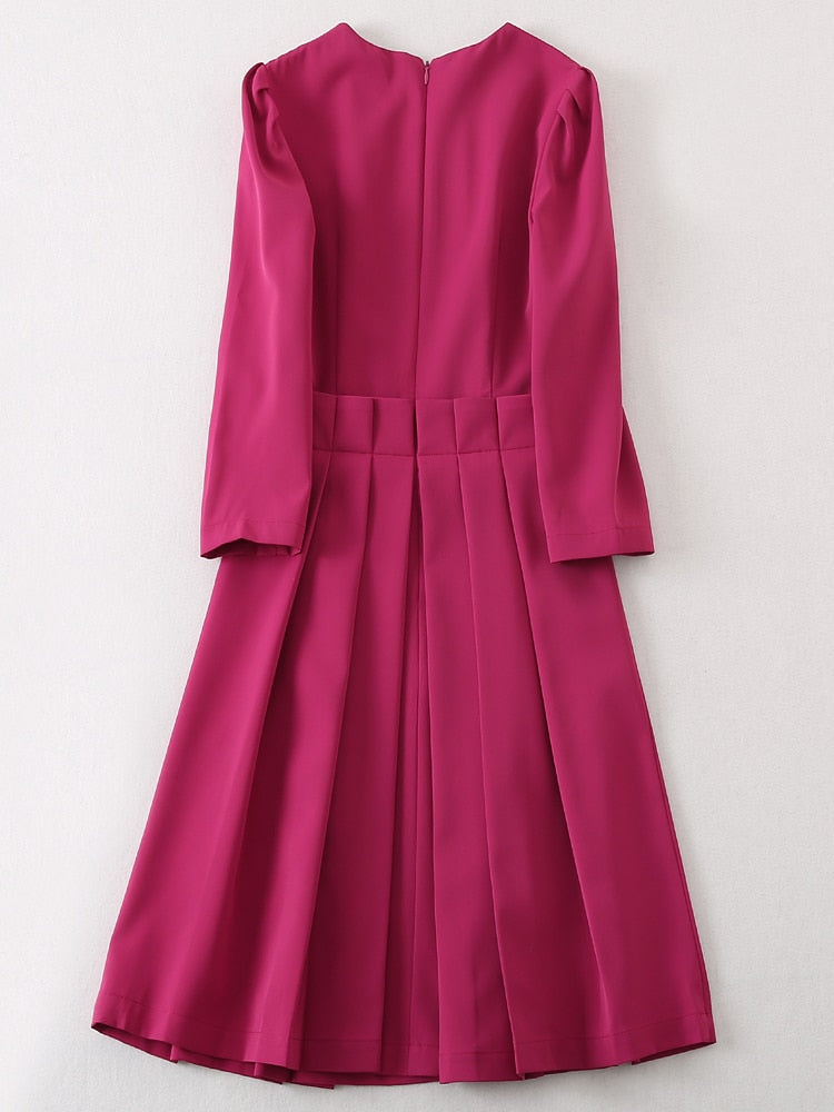 Kate Middleton Pink Fit Flare Pleated Skirt Occasion Party Dress