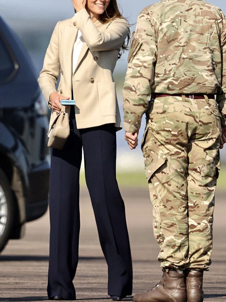Kate Middleton Stone Beige Double Breasted Blazer Jacket