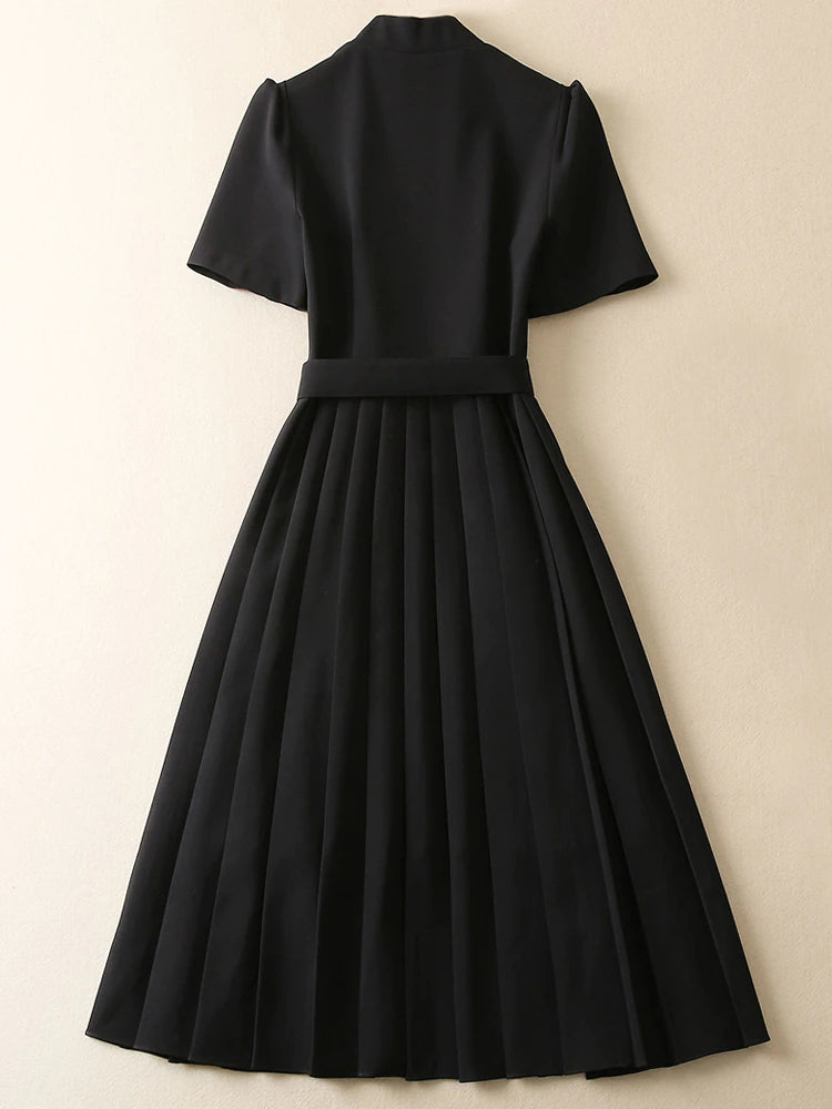 Kate Middleton Yellow Ochre Structured Crepe Pleated Belted Midi Dress
