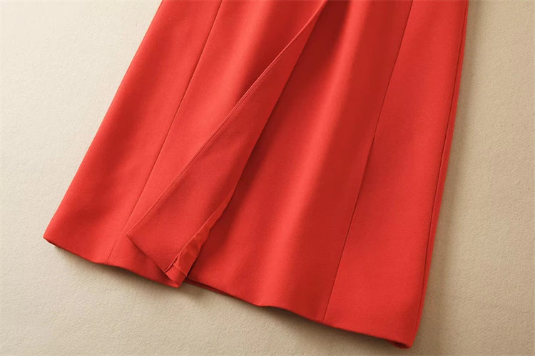 Kate Middleton Red Button Trench Coat Midi Long Jacket