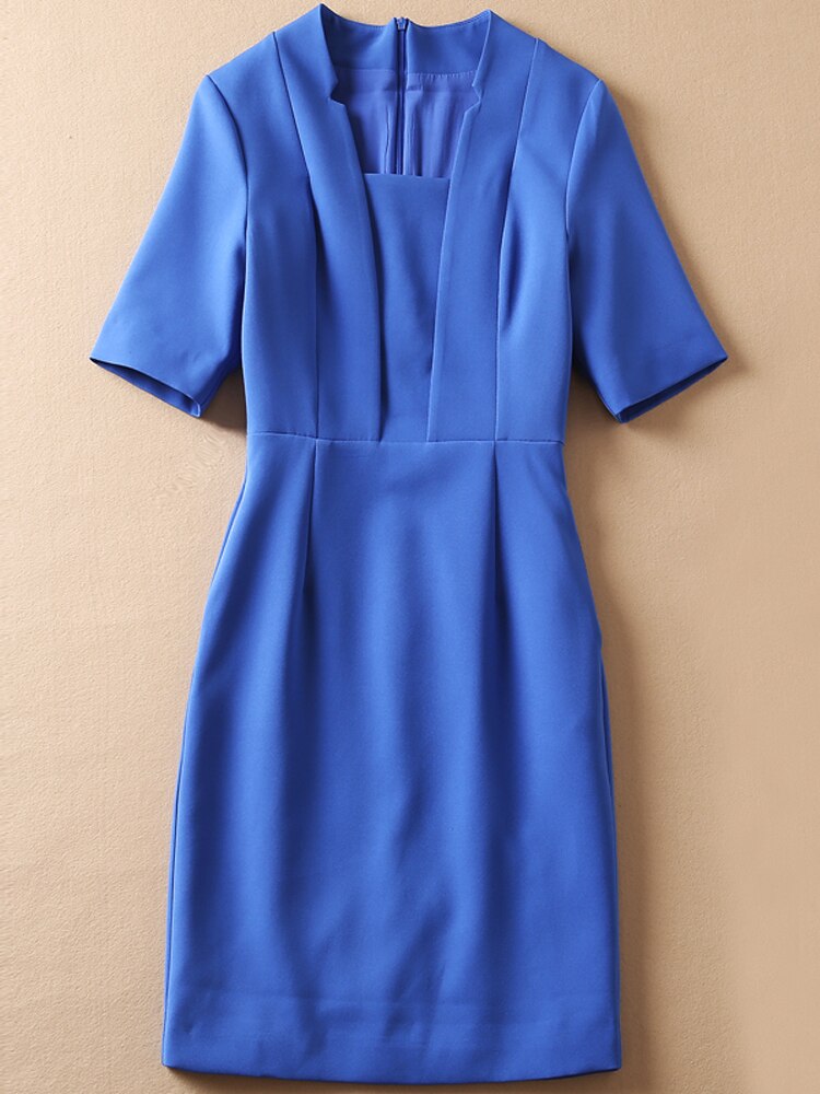 Kate Middleton Royal Blue Pencil Dress Square Neck