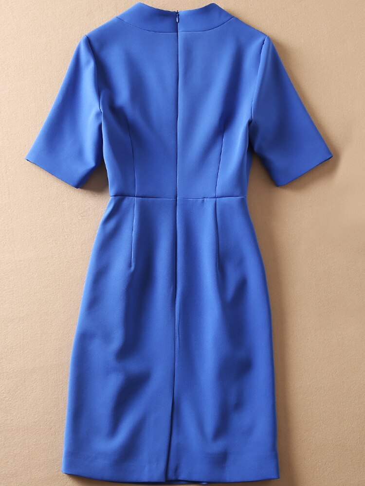 Kate Middleton Royal Blue Pencil Dress Square Neck