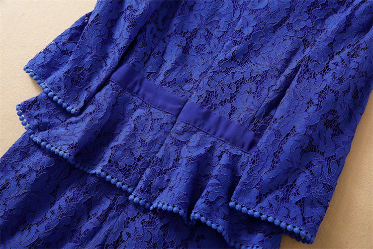 Kate Middleton Royal Blue Lace Peplum Pencil Dress V Neck Dress The Royal Tour