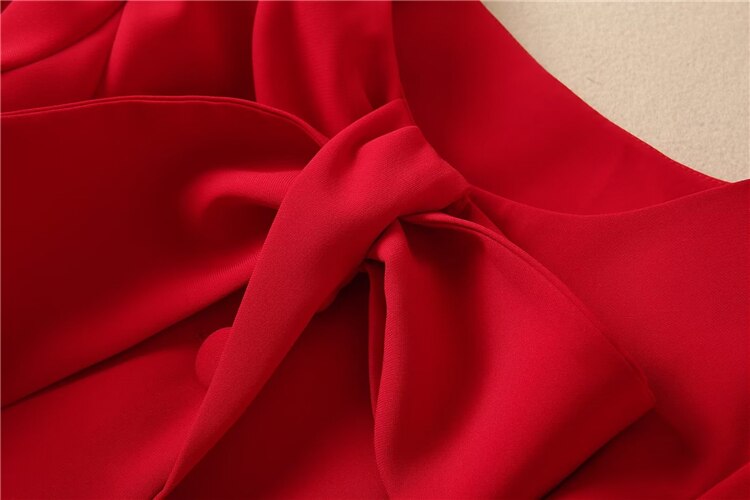 Kate Middleton Red Bow Neck Midi Long Red Coat Dress