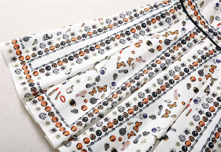 Kate Middleton Jewel Print White Summer Fit Flare Dress