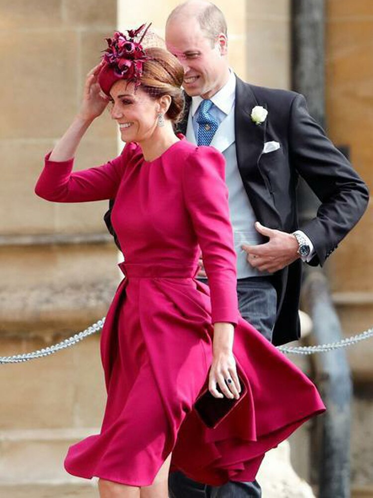 Kate Middleton Pink Fit Flare Pleated Skirt Occasion Party Dress