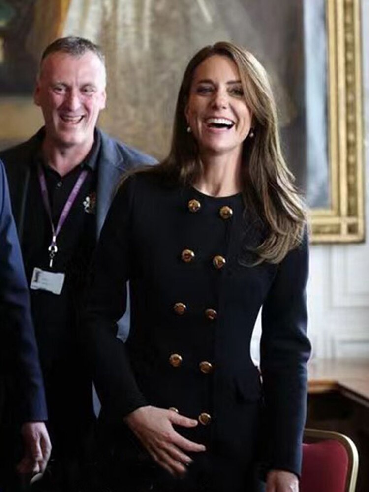 Kate Middleton Military Gold Button Long Coat
