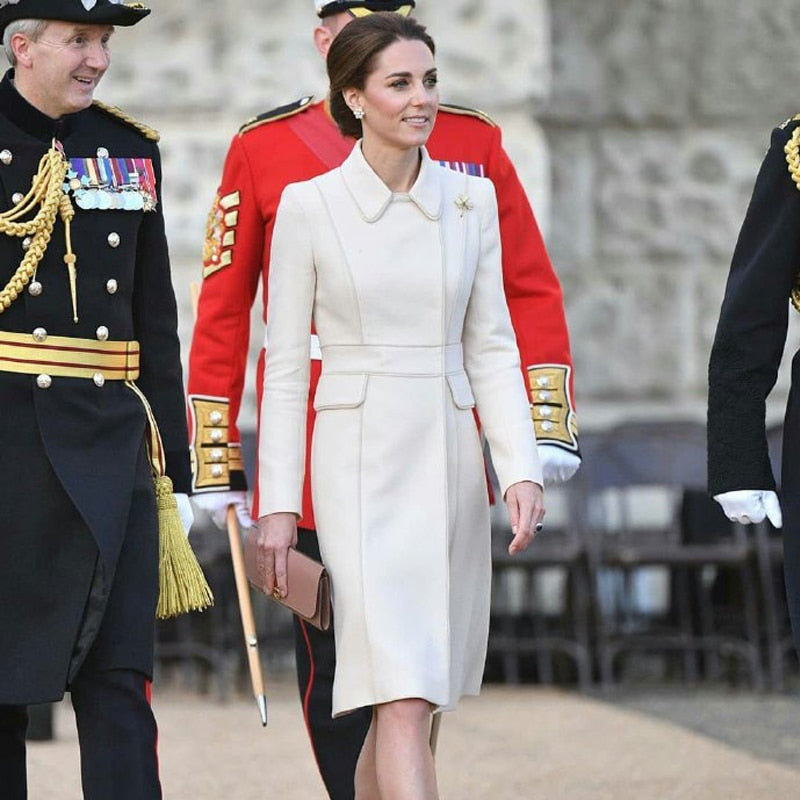 Kate Middleton Winter White Wool Christening Coat Occasion Outfit