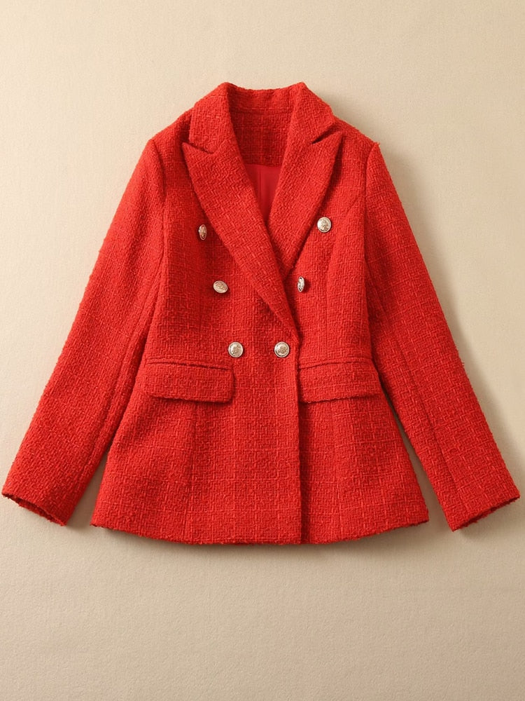 Kate Middleton Red Military Gold Button Tweed Blazer Jacket