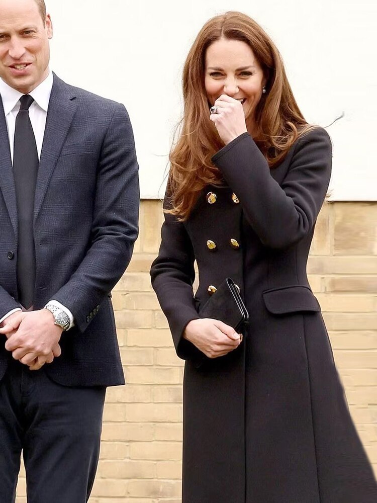 Kate Middleton Military Gold Button Long Coat