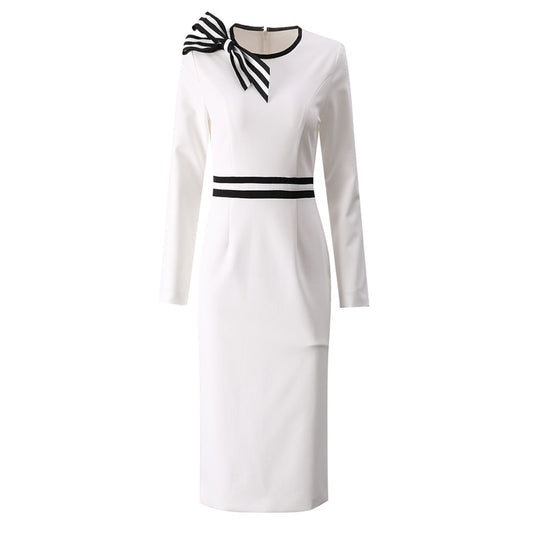 Kate Middleton White Pencil Dress Monochrome Bow