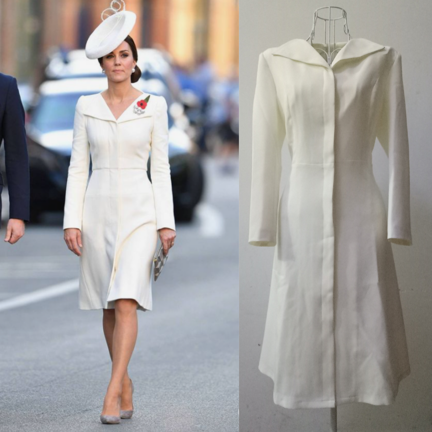 Kate Middleton White Coat Dress Christening Occasion Dress