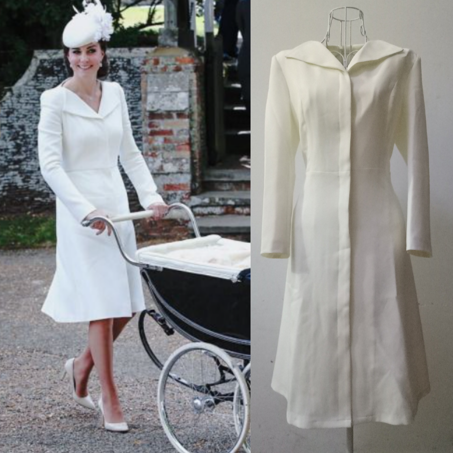 Kate Middleton White Coat Dress Christening Occasion Dress