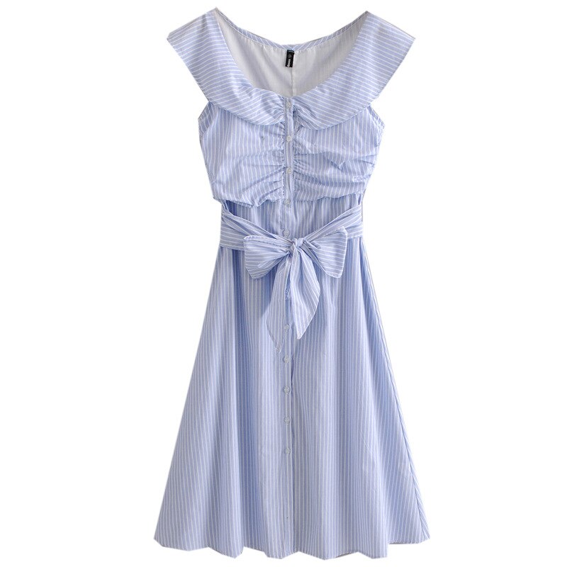 Light blue and white striped outlet dress