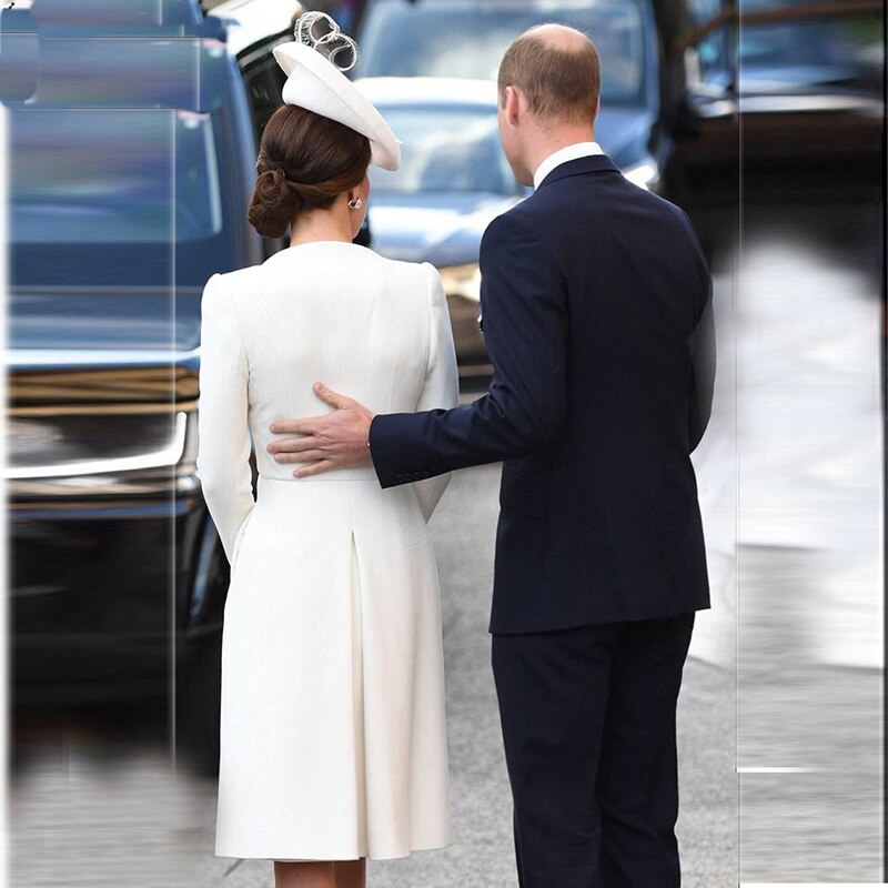 Kate Middleton White Coat Dress Christening Occasion Dress