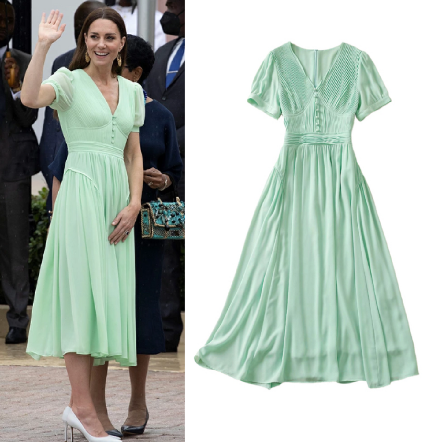 Kate Middleton Mint Green Chiffon Midi Dress The Bahamas