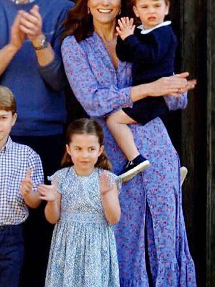 Kate Middleton Blue Floral Spring Midi Dress