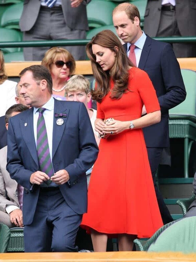 Kate Middleton Orange Short Sleeve Fit Flare A Line Midi Dress