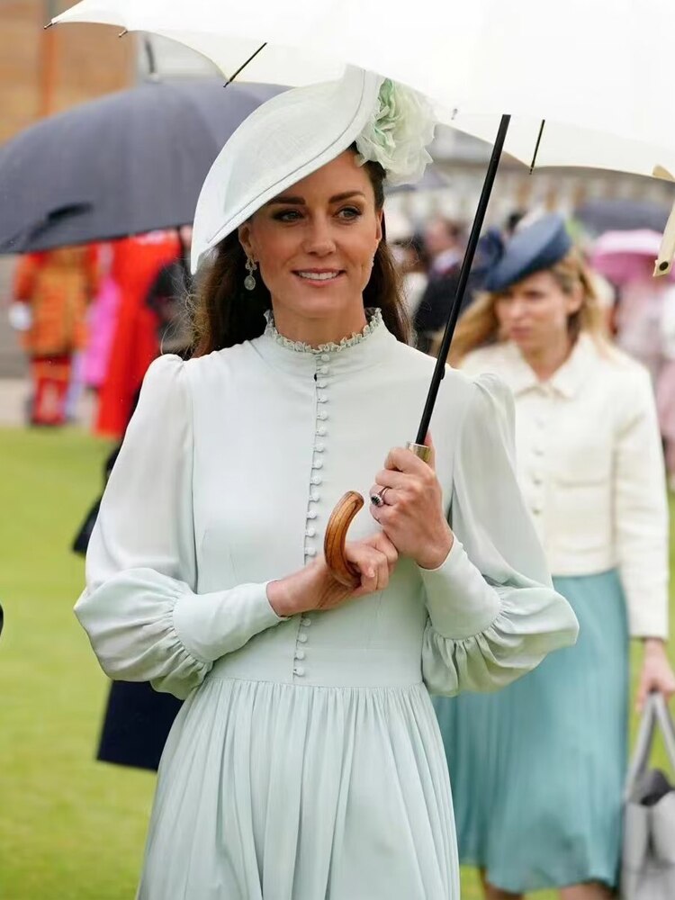 Kate Middleton Mint Green Chiffon Midi Dress Buckingham Palace Garden Party