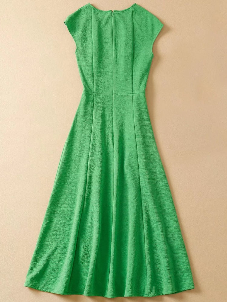 Kate Middleton Apple Green Summer Fit Flare Midi Dress Wimbledon Style