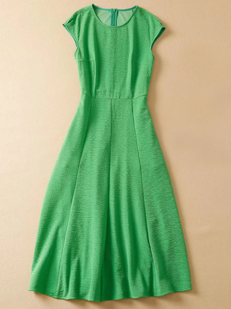 Kate Middleton Apple Green Summer Fit Flare Midi Dress Wimbledon Style