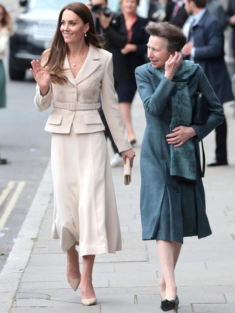 Kate Middleton Cream Embroidered Blazer and Skirt Suit