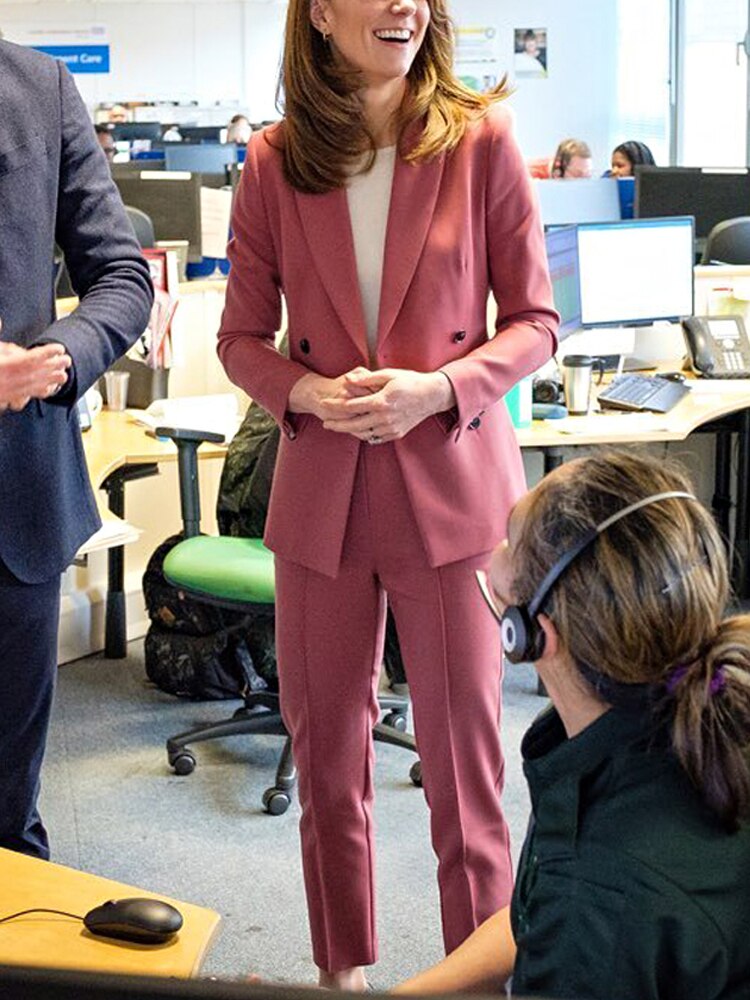 Kate Middleton Pink Blazer Suit Jacket & Trousers