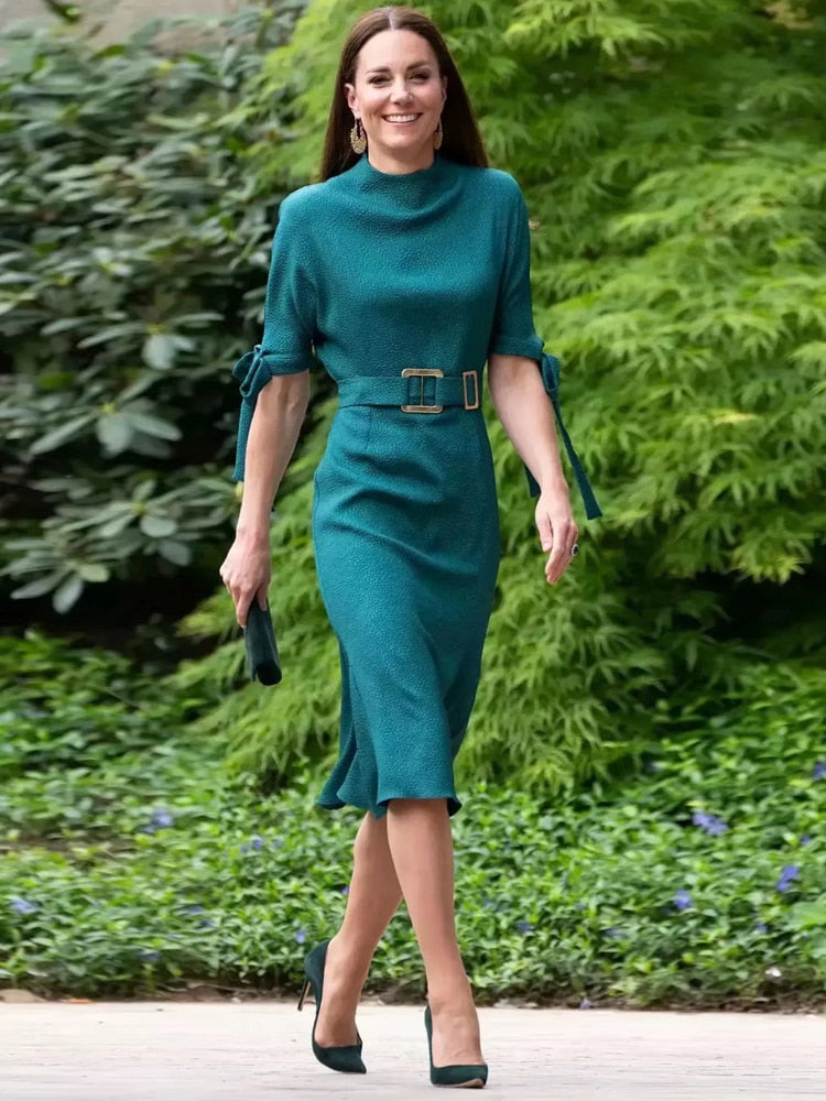 Kate Middleton Belted Teal Green Dress