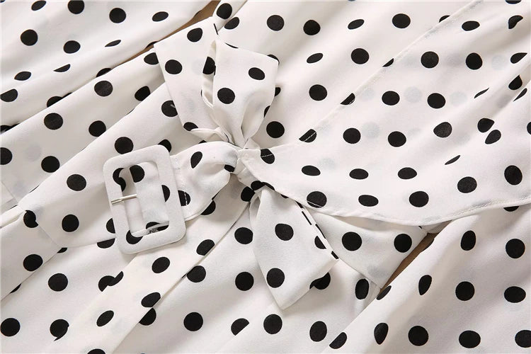 Kate Middleton Ascot Style White Black Polka Dot Midi Dress