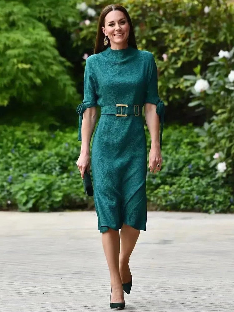 Kate Middleton Belted Teal Green Dress