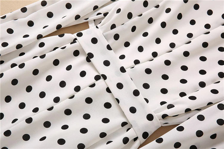 Kate Middleton Ascot Style White Black Polka Dot Midi Dress