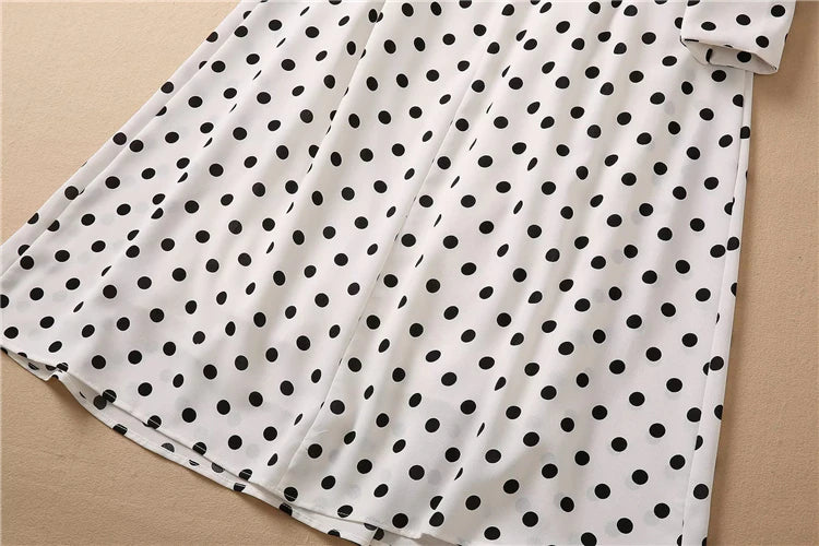 Kate Middleton Ascot Style White Black Polka Dot Midi Dress