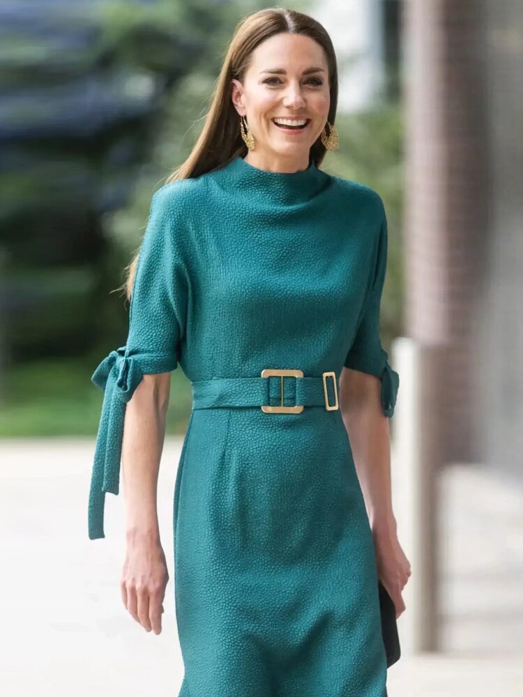 Kate Middleton Belted Teal Green Dress