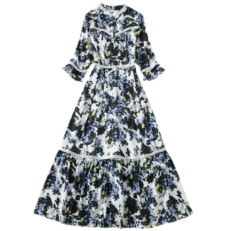 Kate Middleton Floral Maxi Dress Spring Summer Bohemian Garden Party Midi Dress