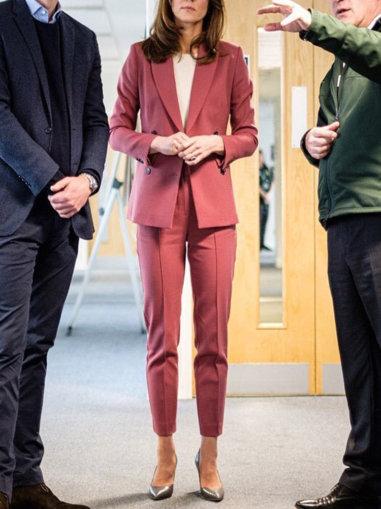 Kate Middleton Pink Blazer Suit Jacket & Trousers