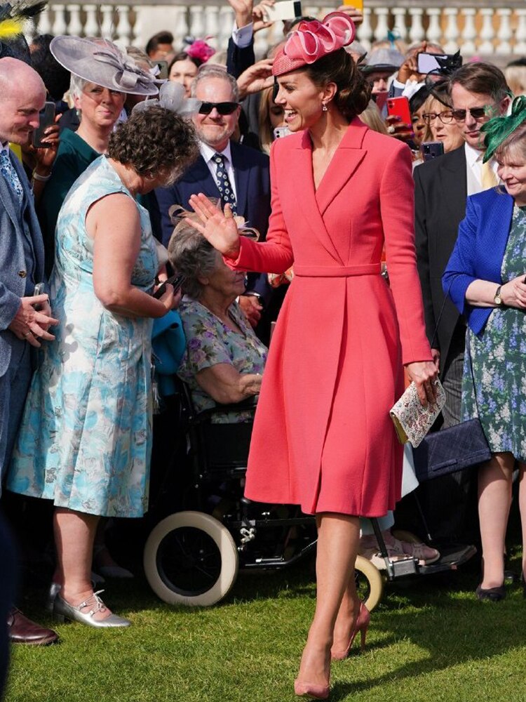 Kate Middleton Coat Dress Peach Coral Blazer Style Fit Flare Buckingha ...