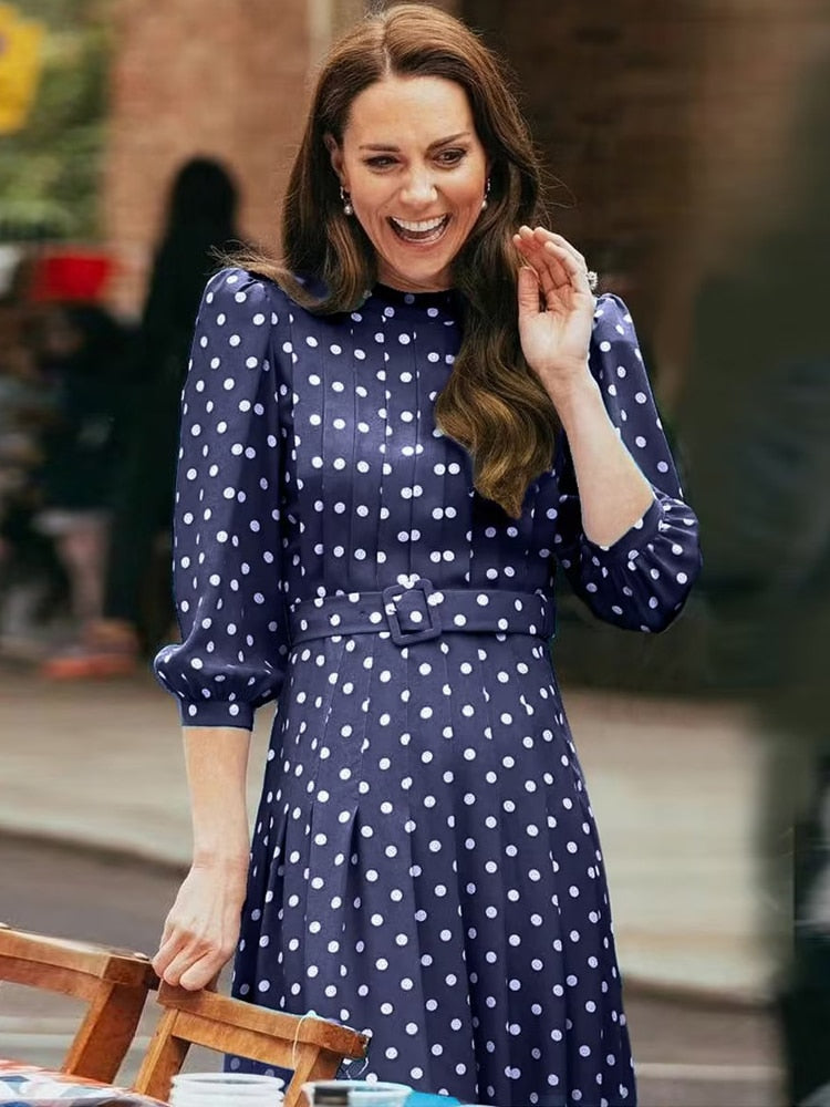Kate Middleton Blue Polka Dot Dress