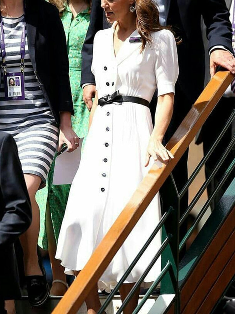 Kate Middleton White Midi Shirt Dress