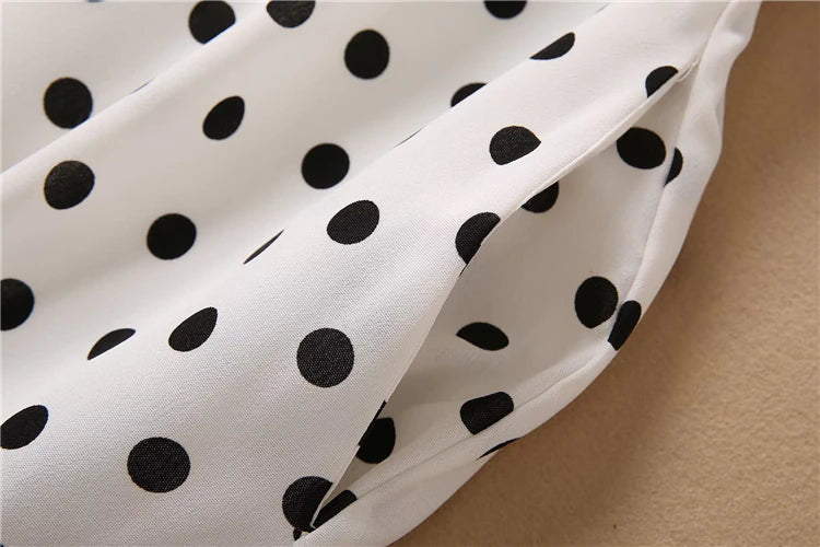 Kate Middleton Ascot Style White Black Polka Dot Midi Dress